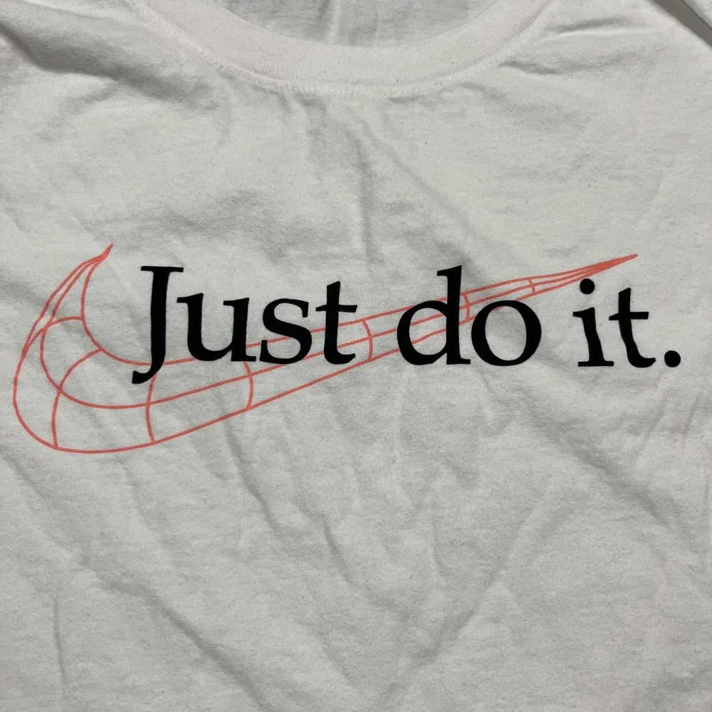 Nike Mens Just Do It Graphic T-Shirt White Red Swoosh Logo Tee XXL